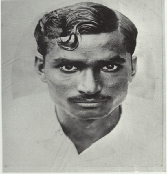 An early black-and-white portrait of Benoy Choudhury
